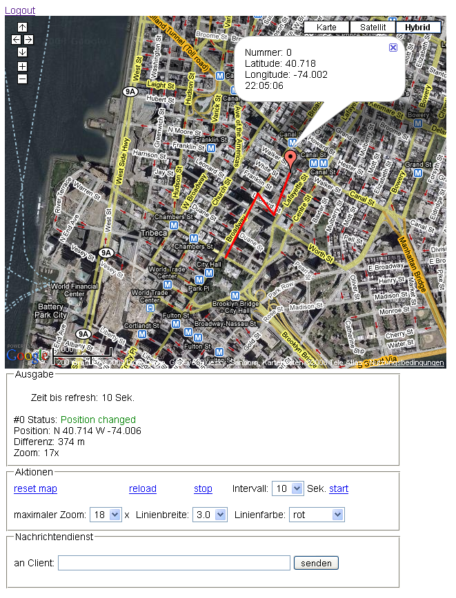 Kontrollzentrum Oberfläche