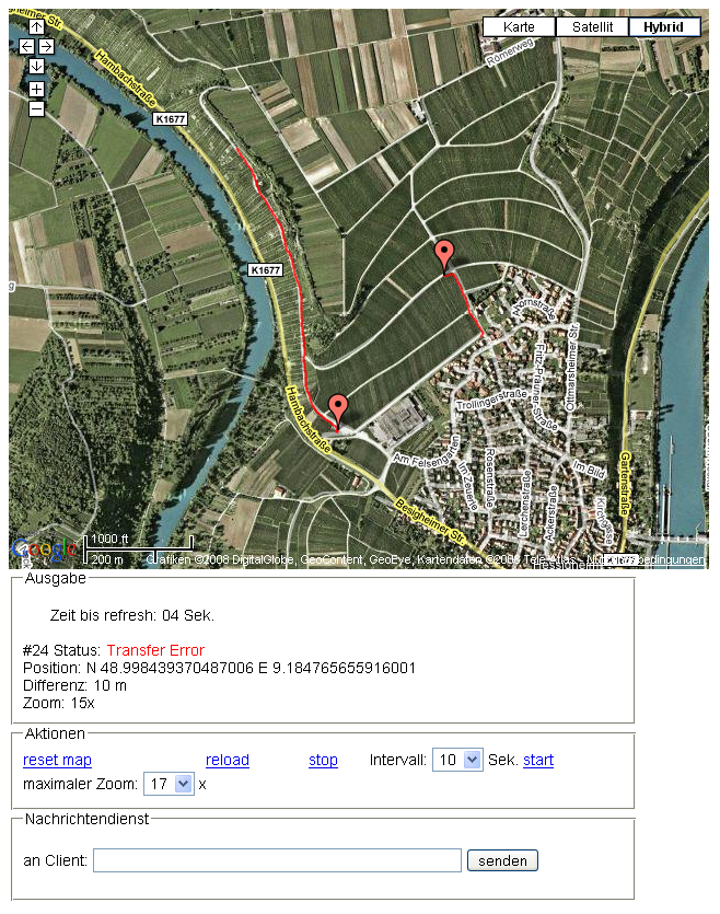 Kontrollzentrum nach dem Test 1